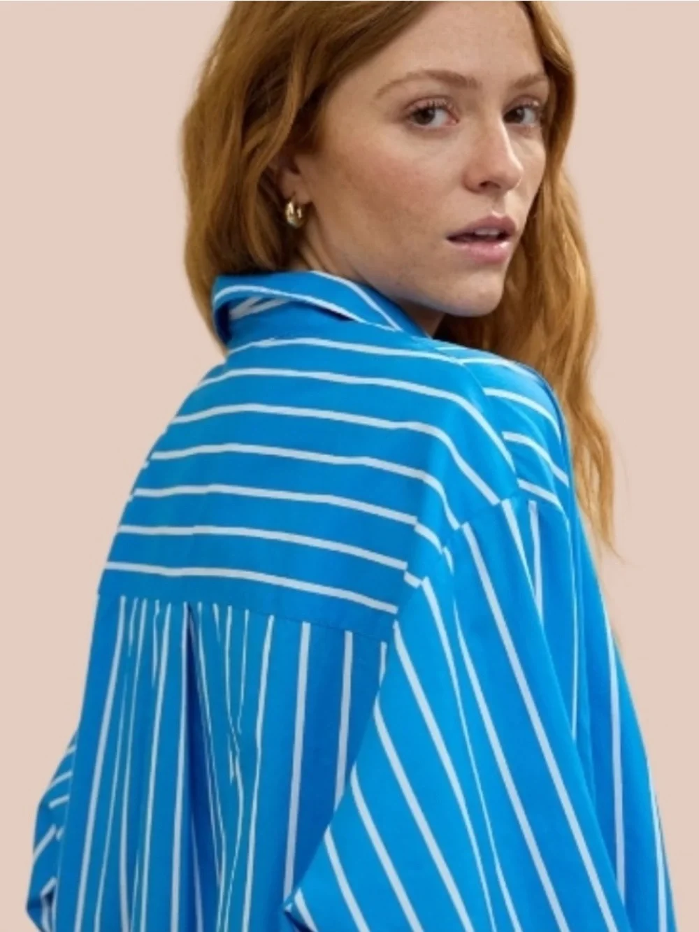 NWT aerie Good Day  Blue Striped oversized Button Shirt XS,S, M, L , XL & XXL_2